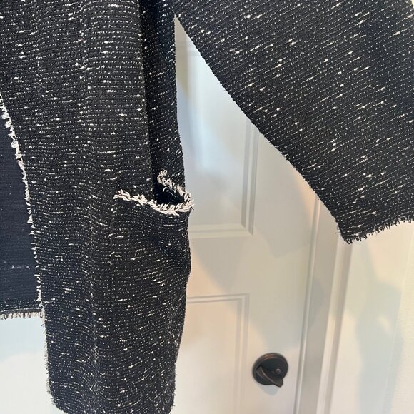 Max Studio Women Size 2X Black/White Shawl Collar Textured Jacquard Jacket - Picture 3 of 8